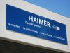 Haimer, Großformatschild aus Plexiglas, Beschriftet und montiert in München, Firmenschild